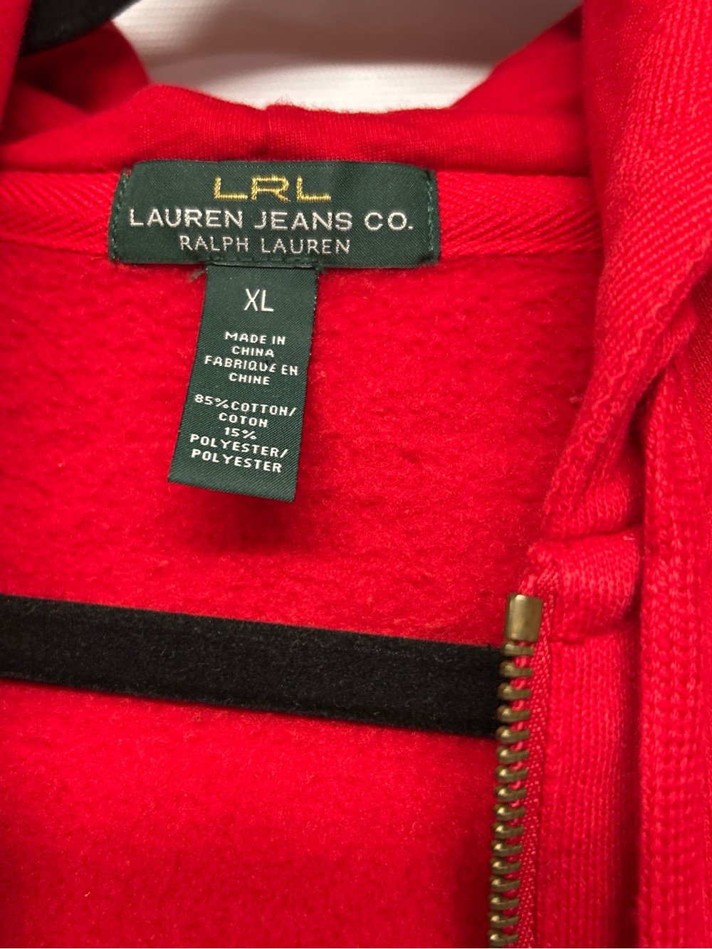Ralph Lauren LRL Bright Red Zip-Up Hoodie - Picture 2 of 4